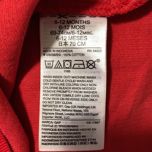 Baby Gap Baby Girl Red Short Sleeved Corduroy Dress - Picture 4 of 4